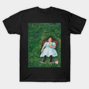 Girl lying down in a field T-Shirt